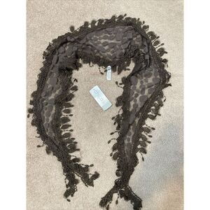 NWT CHICOs Brown  LACE  72" Long Lightweight SCARF‎ 67" Fringe